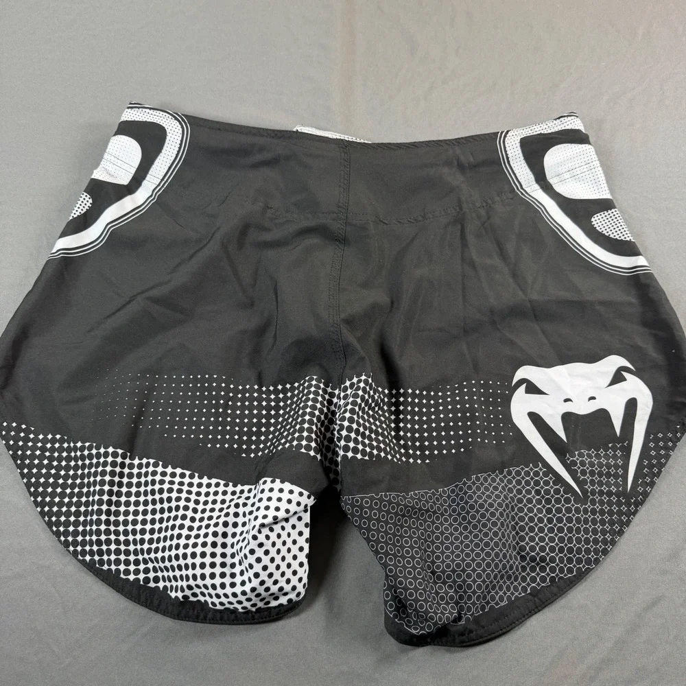 Venum Fight Team MMA Shorts Mens XL Black White Combat Training Trunks